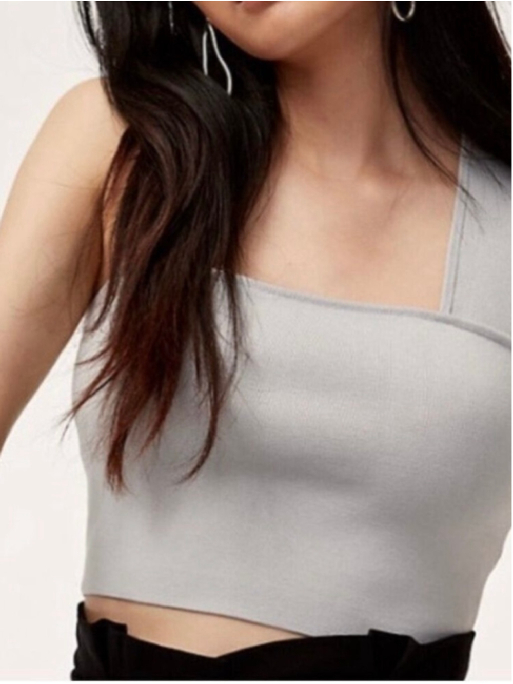 Aritzia Babaton Torsten Knit Crop Top Grey Small Sculpt Knit Yarn